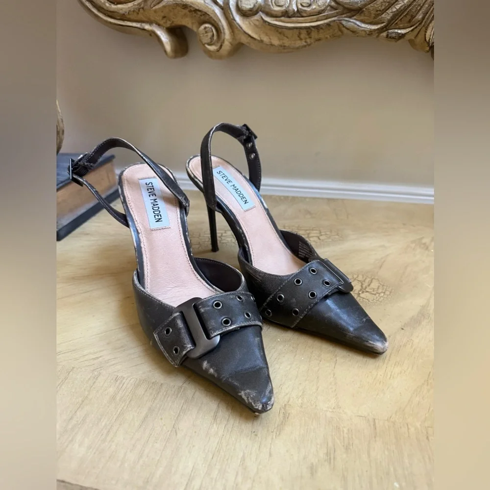 Steve Madden Dillon Distressed Slingback Stiletto Heels